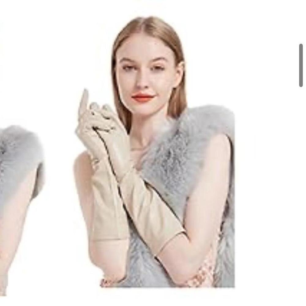 Cream opera genuine leather lamb skin opera gloves NWT Daoflkuo
